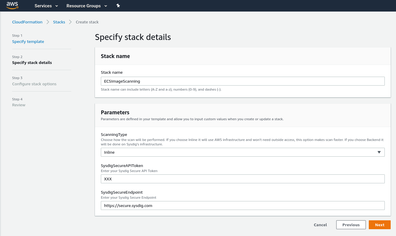 Configuring the scanning