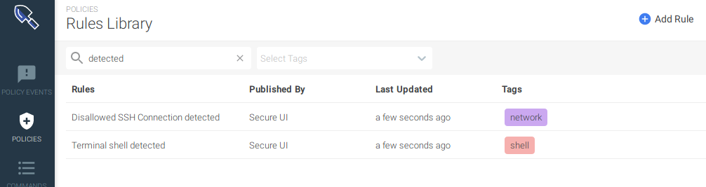 Terraform rules created in Sysdig Secure